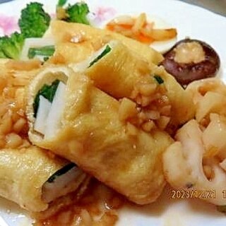 小揚巻き巻きれんこんの照り焼き